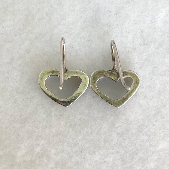 Sterling Silver 925 0.75" Simplistic Open Heart Dangle Earrings - Picture 7 of 16